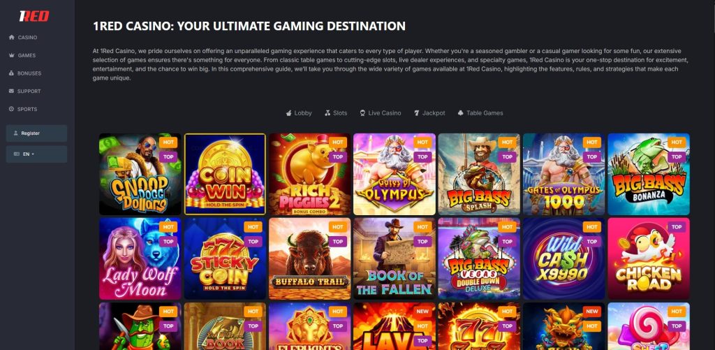 1Red casino reviews